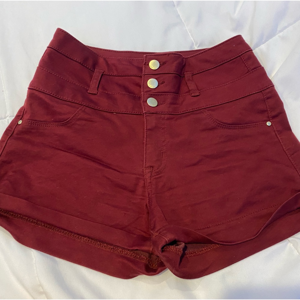Refuge burgundy high waisted shorts ; size 2